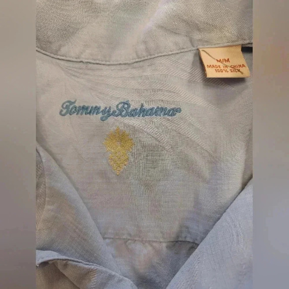 Tommy Bahama EUC 100% Silk S/S Button Down Blue Size  Medium - Picture 7 of 9